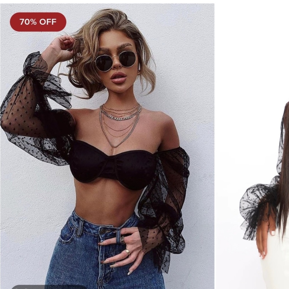NWT sweet and sultry crop top black lace . Size L